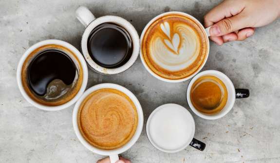 six coffee variants hands
